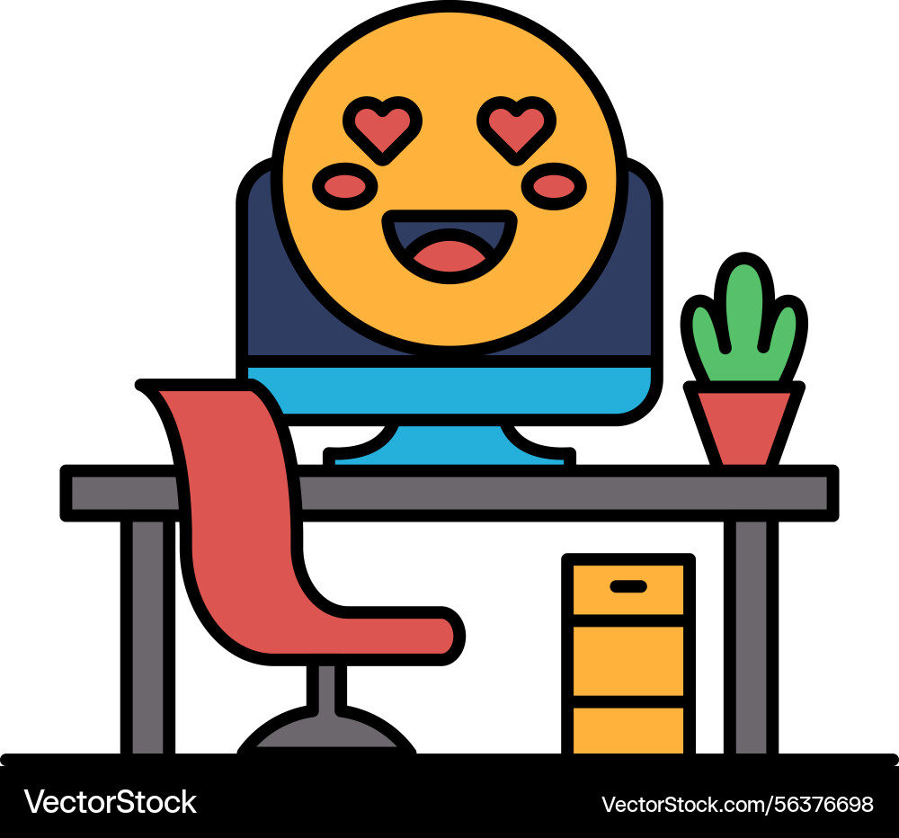 A computer monitor with smiling face A computer monitor with smiling face vector image