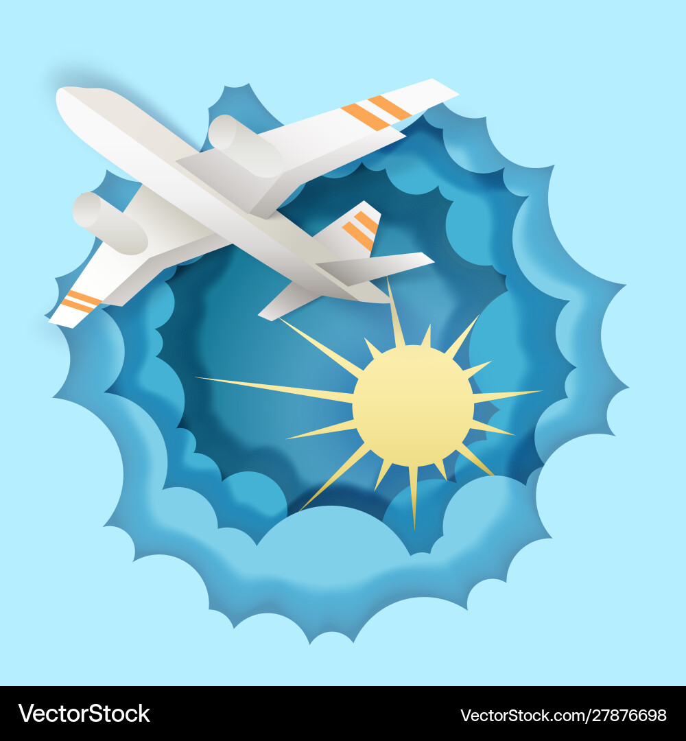 Airplane flying in sky Airplane flying in sky vector image