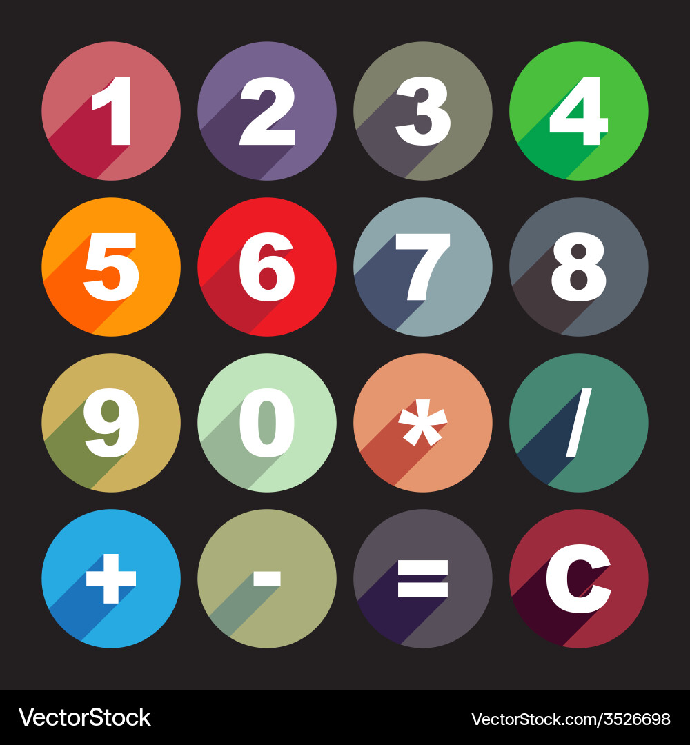 Calculator Buttons - Flat Style Vector Image