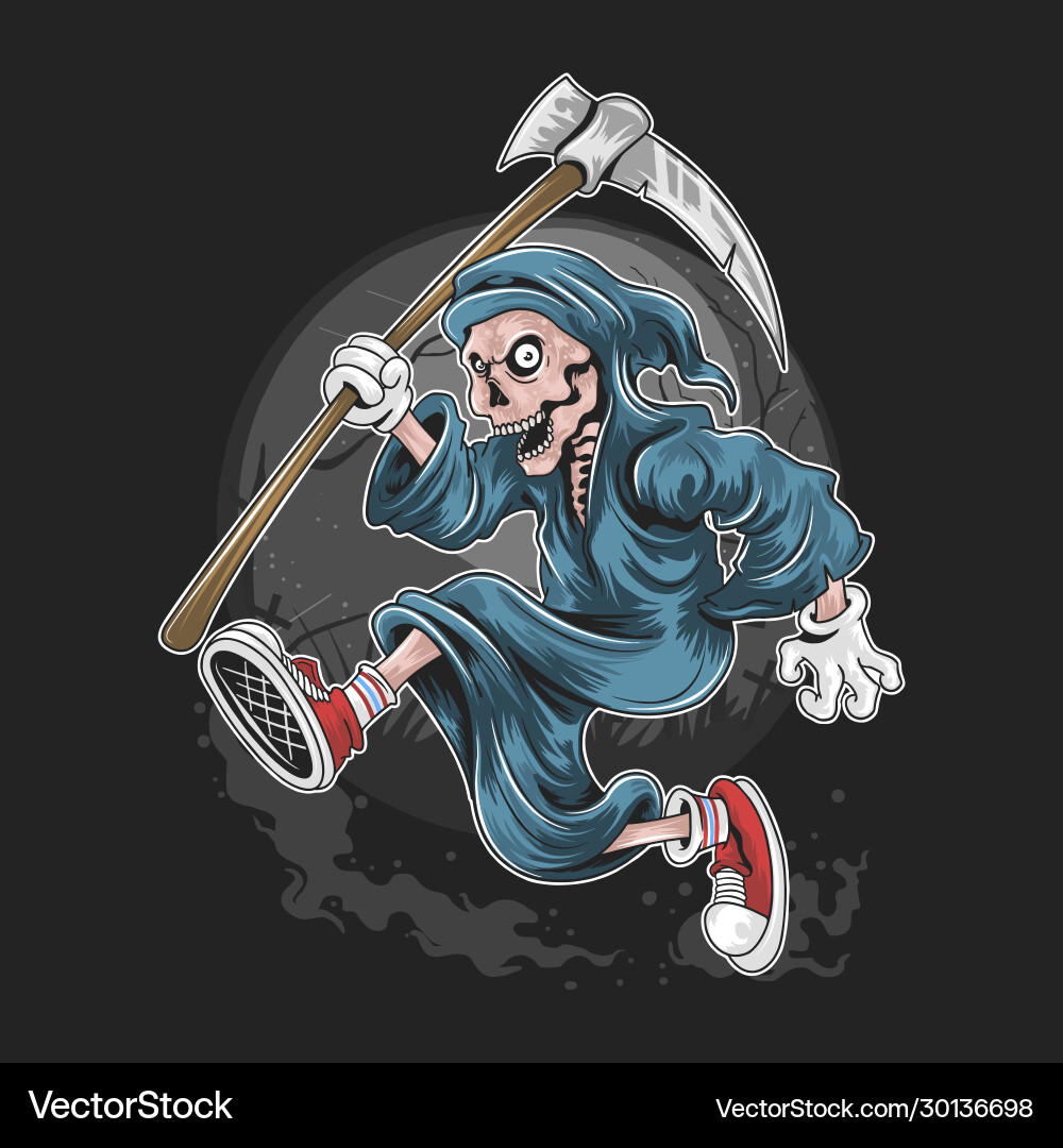 Grim Reaper Running Skull Artwork vector image