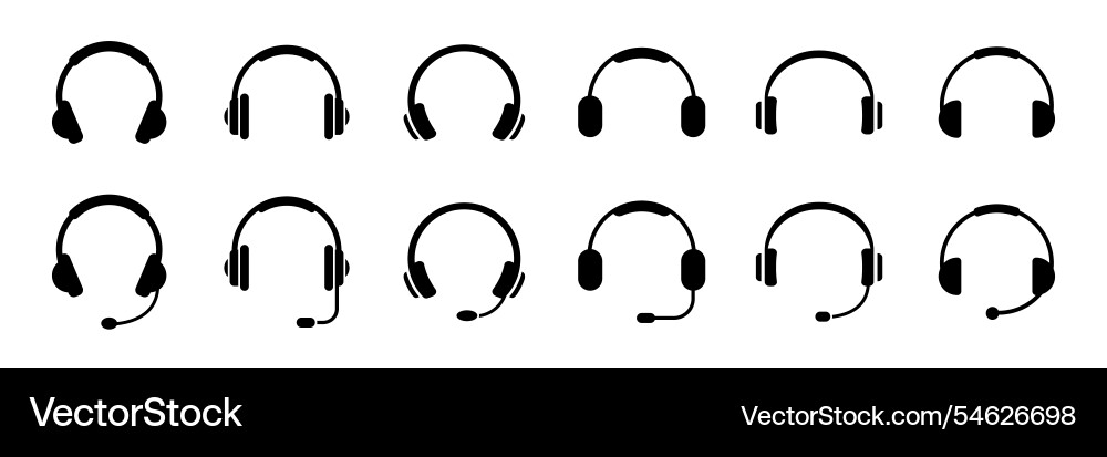Headphone icon set or headset symbols vector image