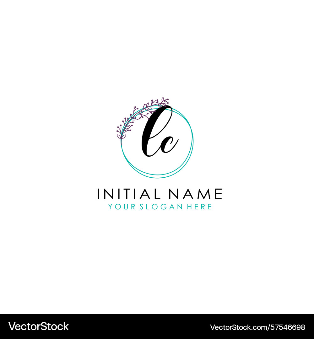 Lc initial logo with botanical circle design Lc initial logo with botanical circle design Vector Image