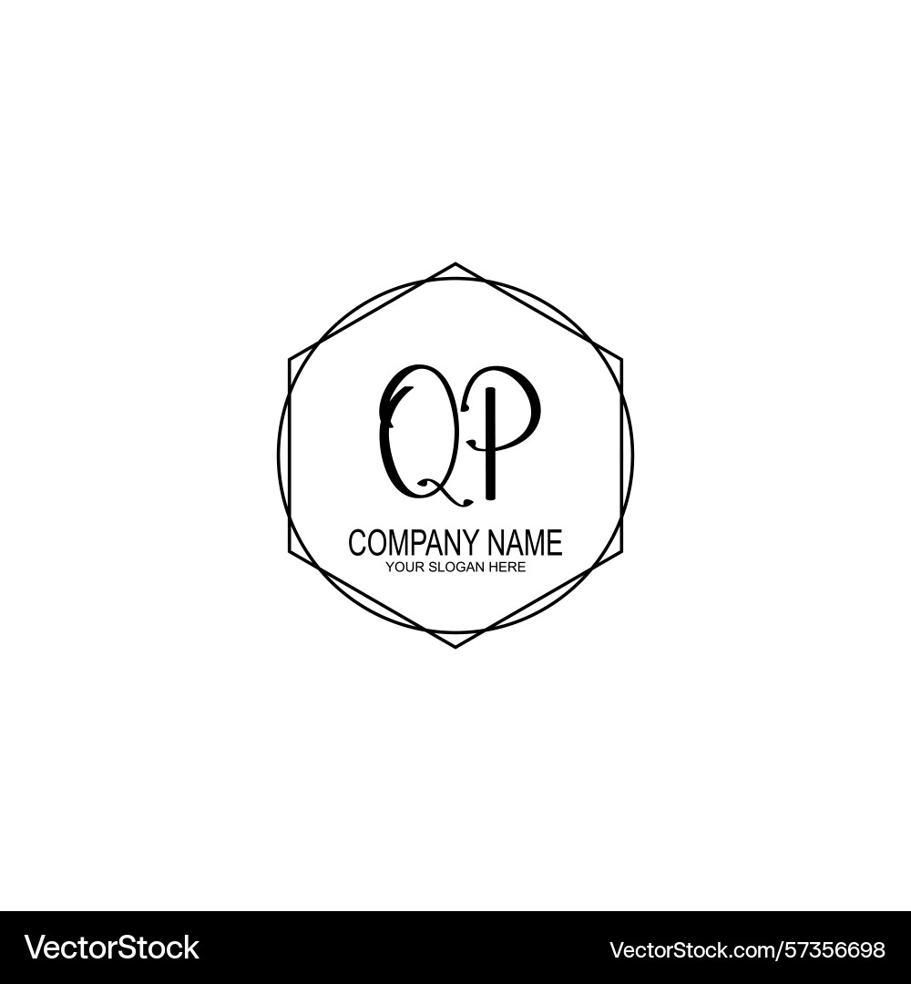 Minimalist handwritten qp initial logos with soft Vector Image