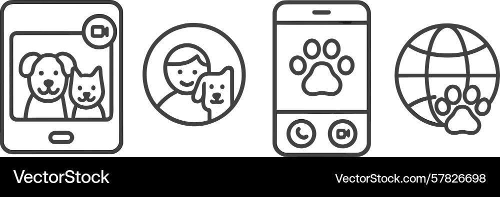 Set of user-friendly web icons representing pets Set of user-friendly web icons representing pets vector image
