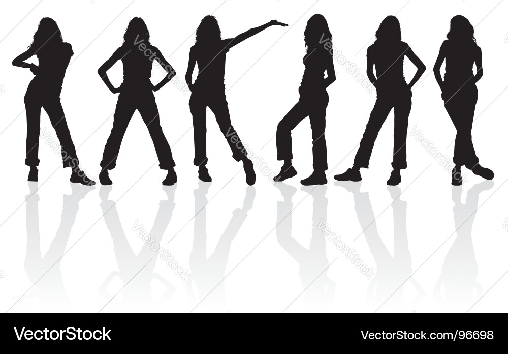 Silhouetted Girls Poses vector image