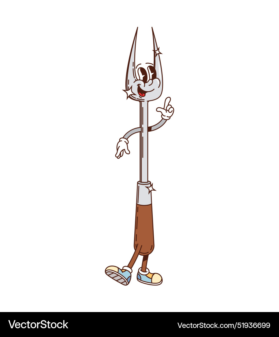Barbecue fork retro groovy character vector image