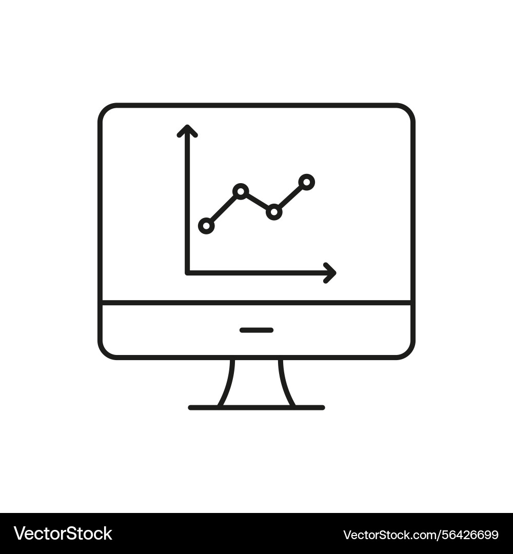 Computer monitor with graph line icon data Computer monitor with graph line icon data vector image