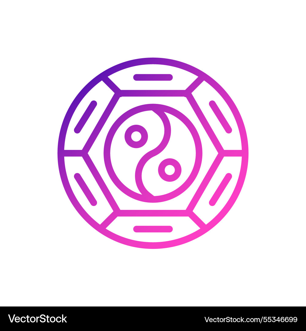 Gradient yin yang symbol in hexagon frame design Gradient yin yang symbol in hexagon frame design vector image