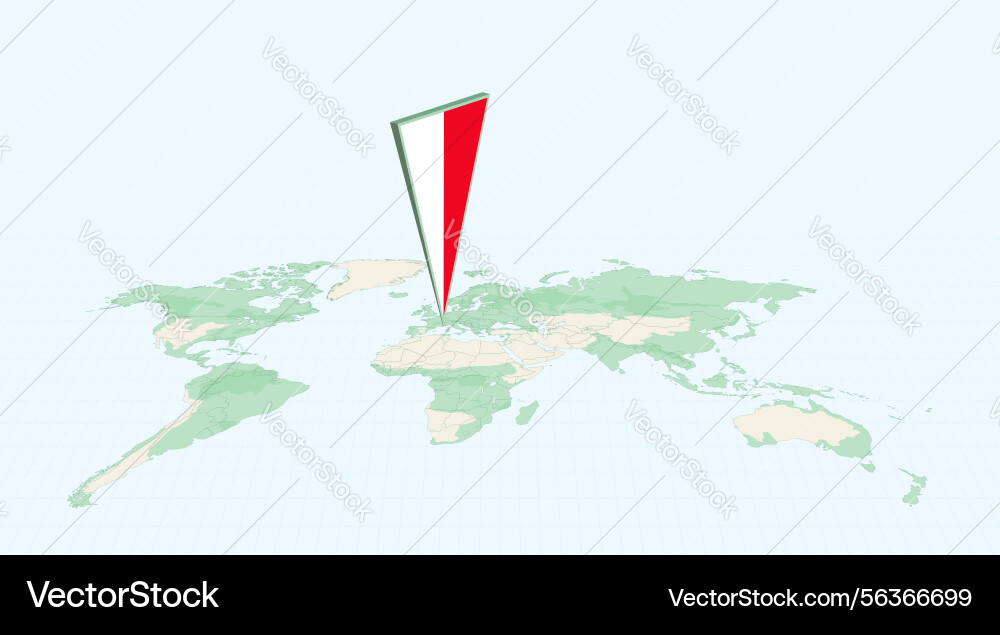 Highlighted monaco on global map with 3d flag Highlighted monaco on global map with 3d flag vector image