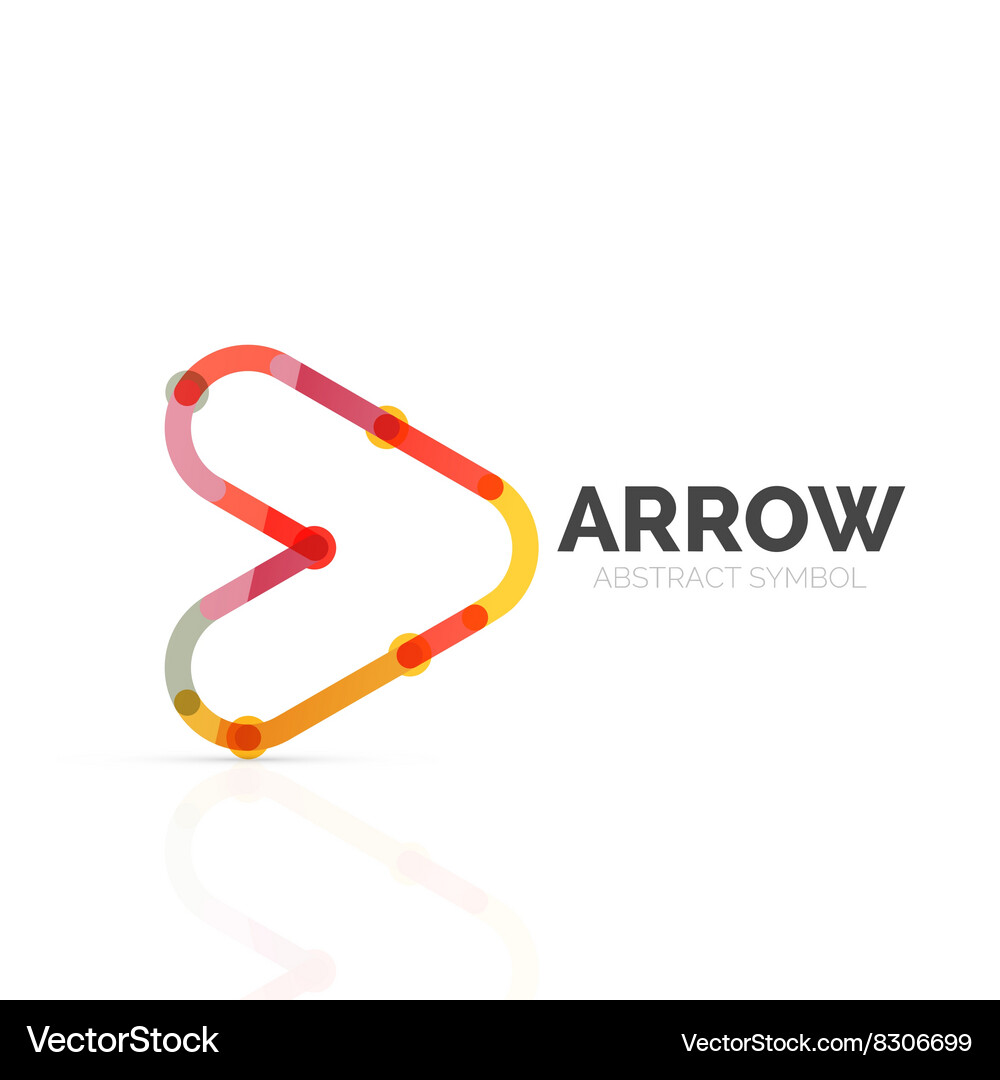 Linear arrow abstract logo connected multicolored Vector Image