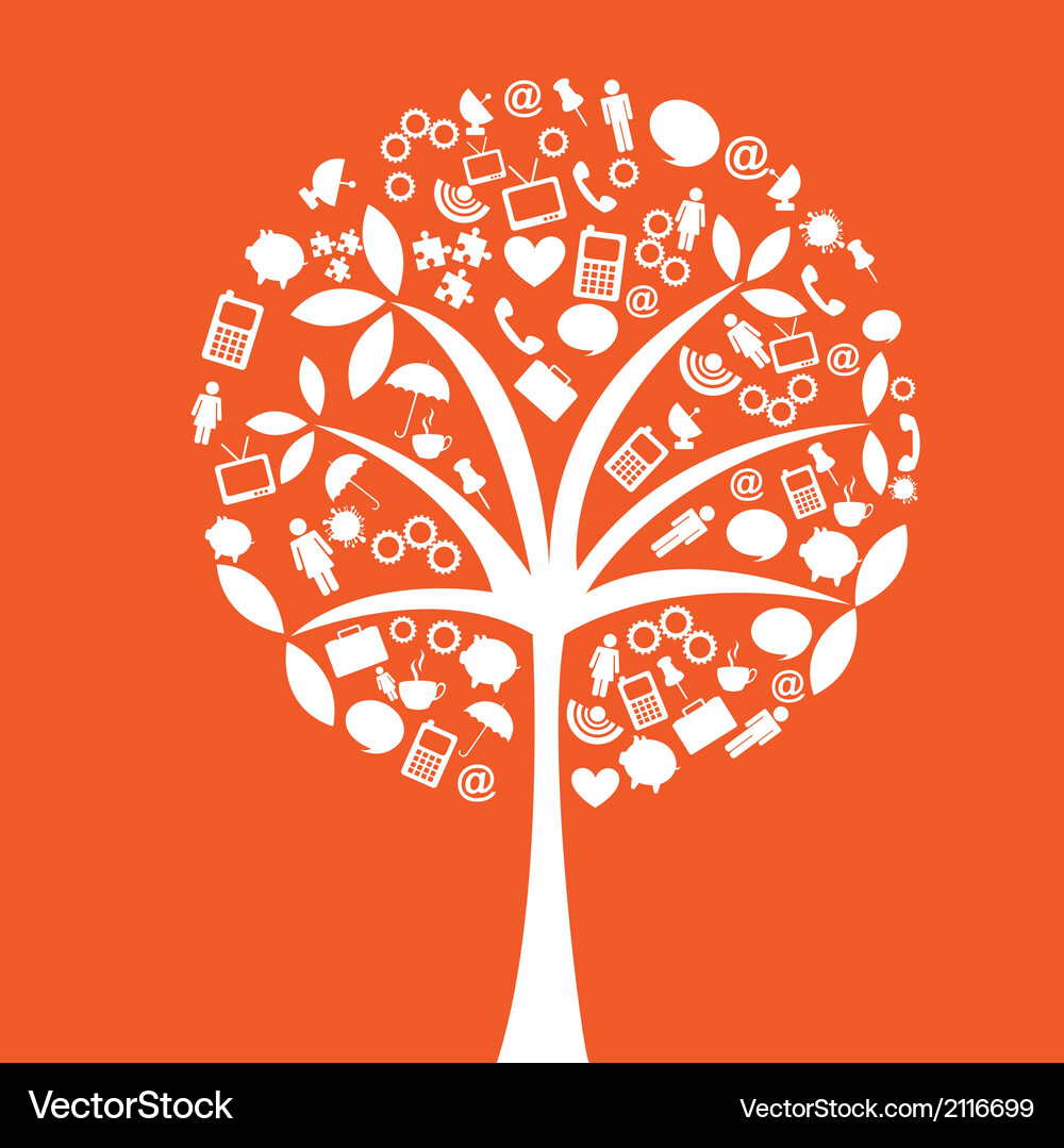Orange web elements tree conceptual Vector Image