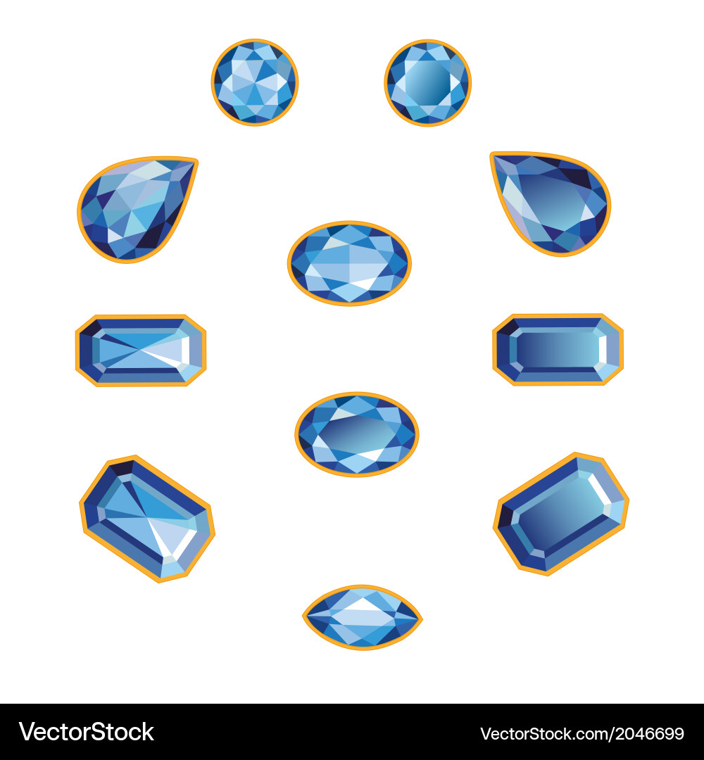 Sapphire set isolated objects vector image