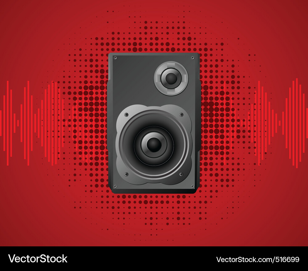 Speaker on dot pattern red background Vector Image