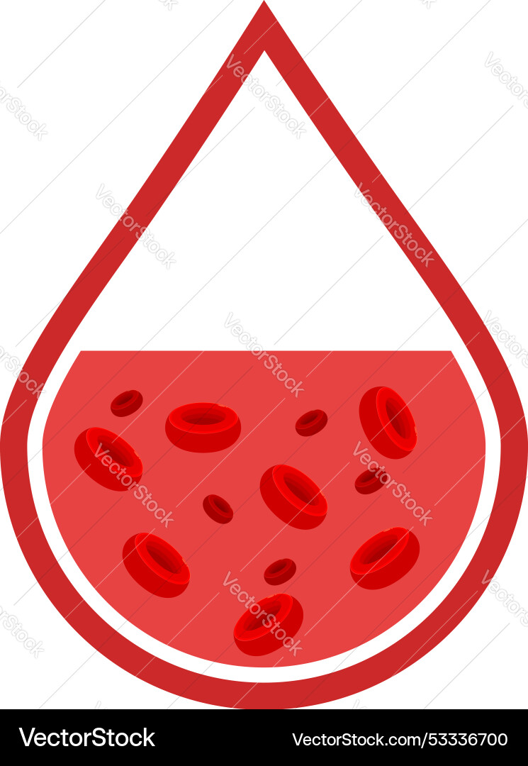 Blood drop icon showing red cells floating Vector Image