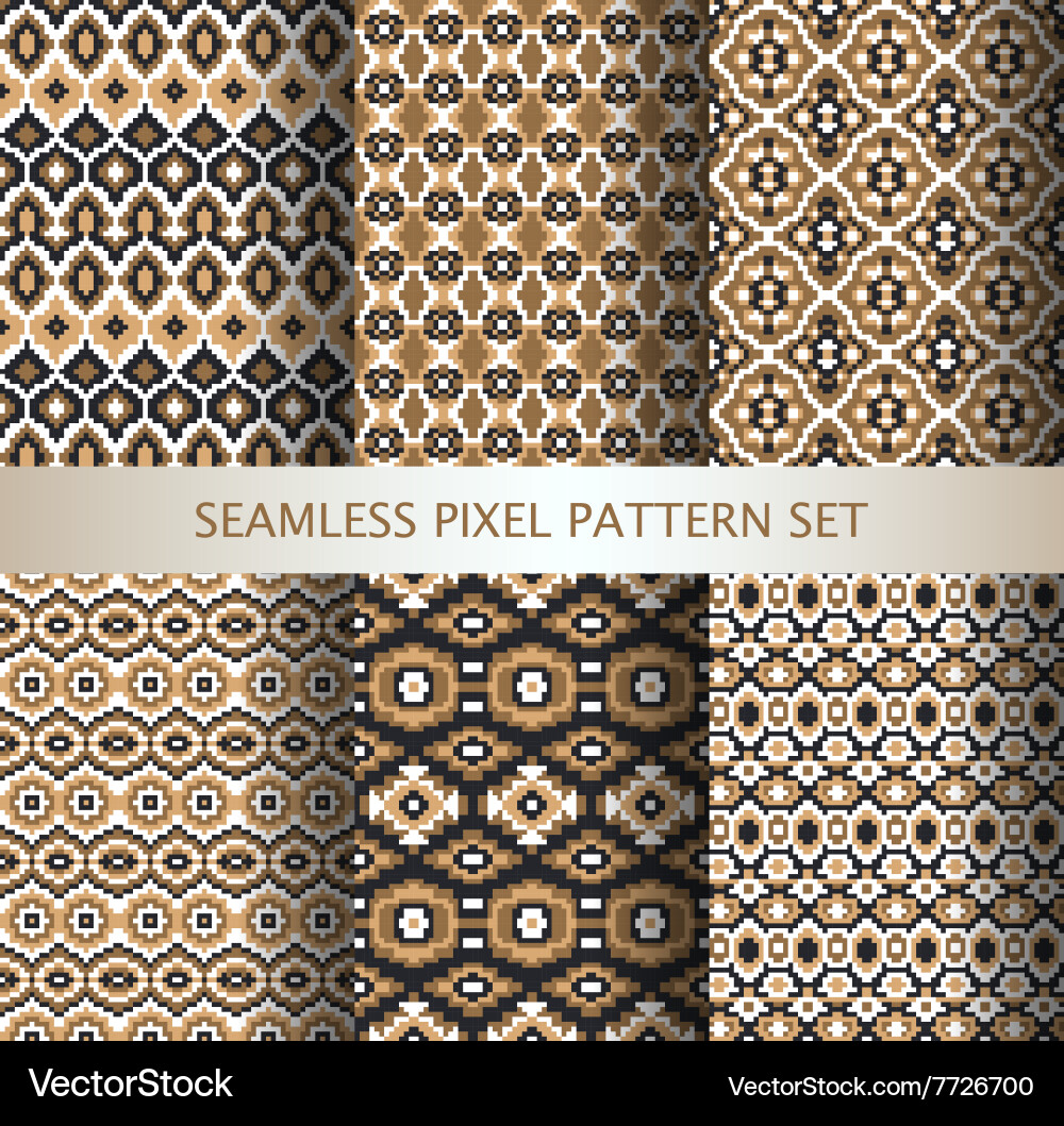 Collection of pixel colorful seamless patterns Vector Image
