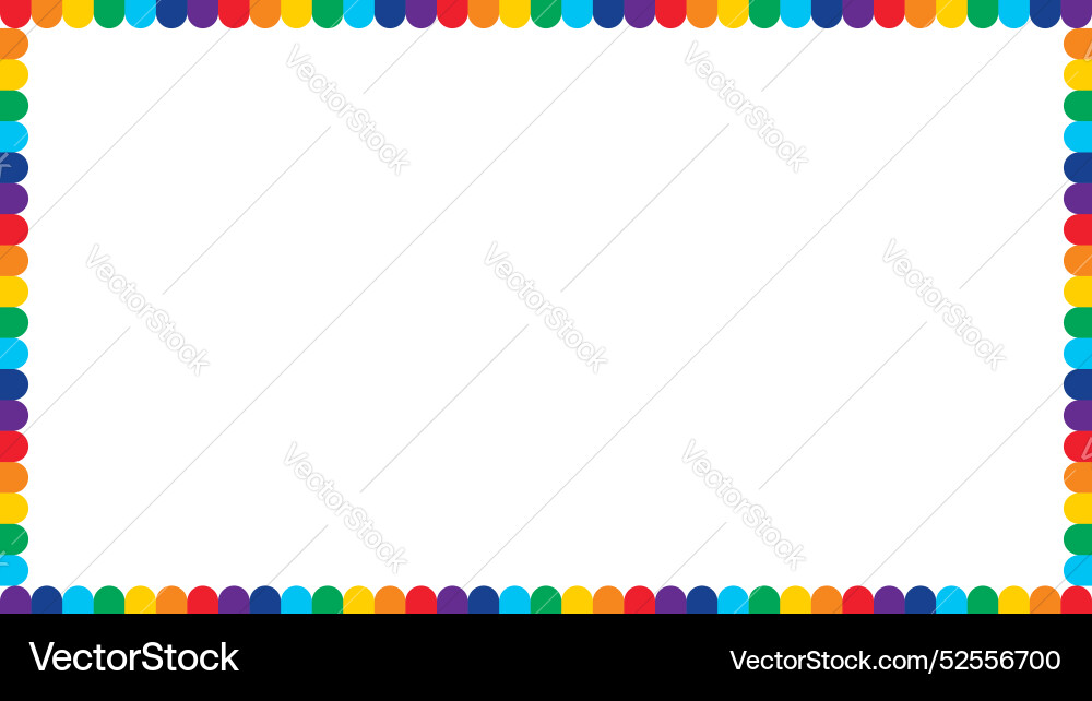 Colorful rainbow scallop frame border Vector Image