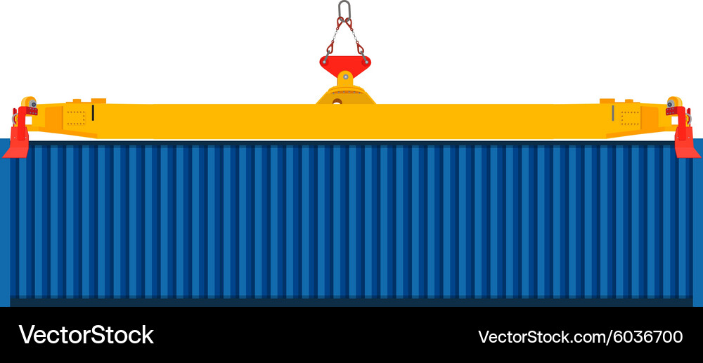 Container on Crane at Dock Vector Image