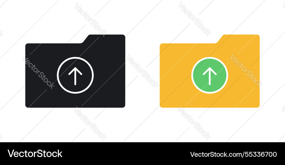Folder upload icons set black and colored style vector image