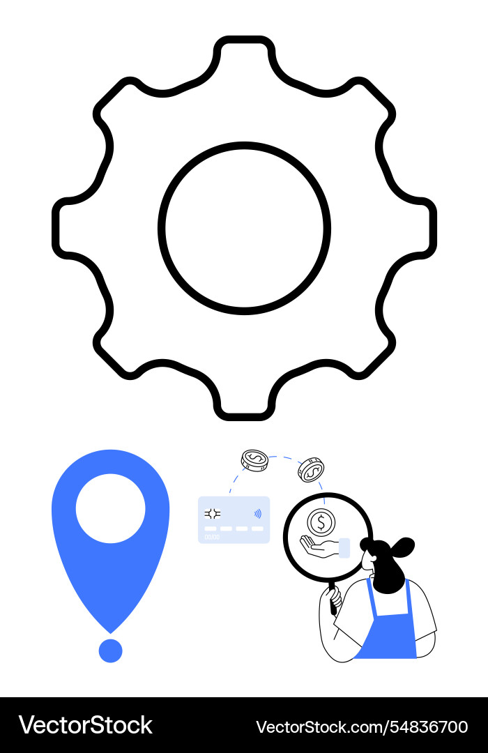 Gearing up for financial success location mapping Vector Image