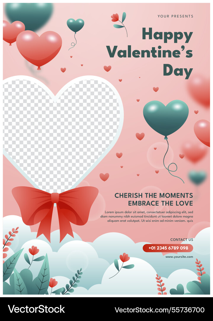 Gradient vertical poster template for valentines Vector Image