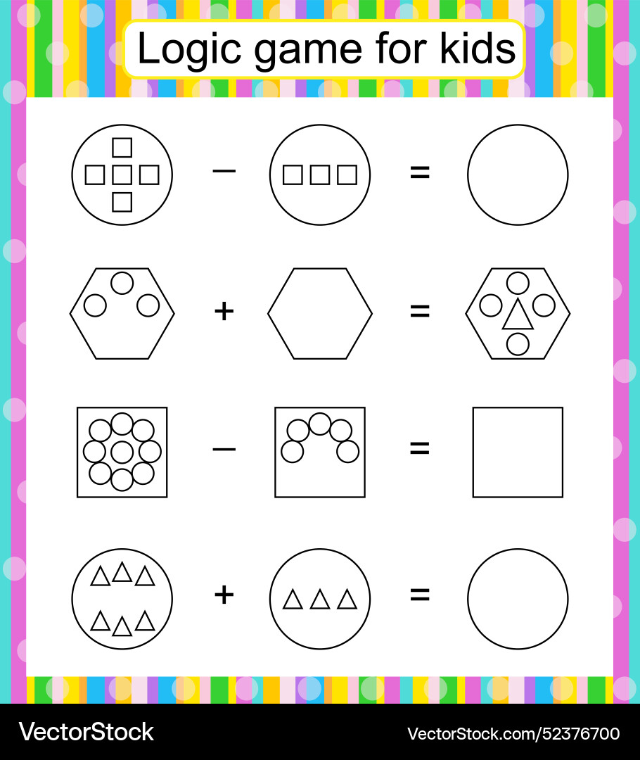 Kids Logic Puzzle Game – Find and Draw vector image