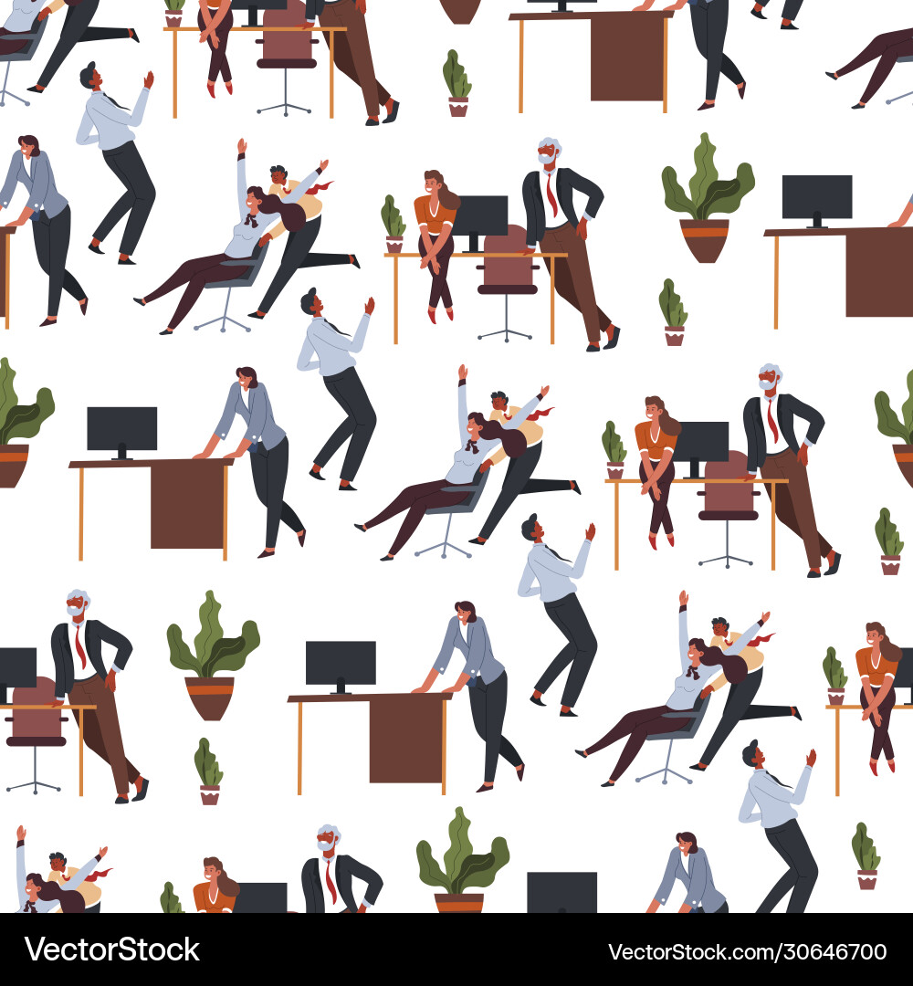 Office workers going crazy on coffee break Office workers going crazy on coffee break vector image