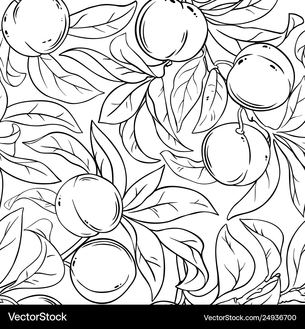 Peach branches pattern on white background Peach branches pattern on white background vector image