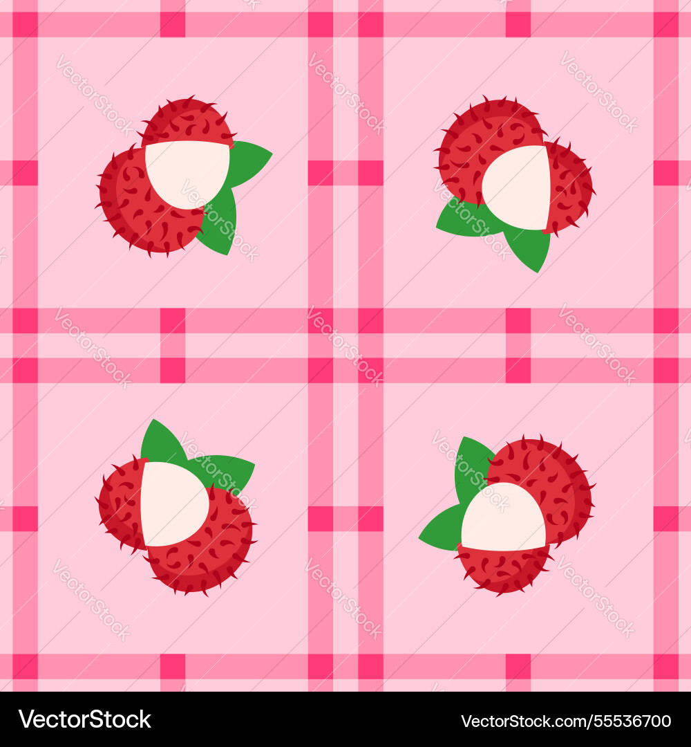 Rambutan fruit seamless for pattern fabric simple Vector Image