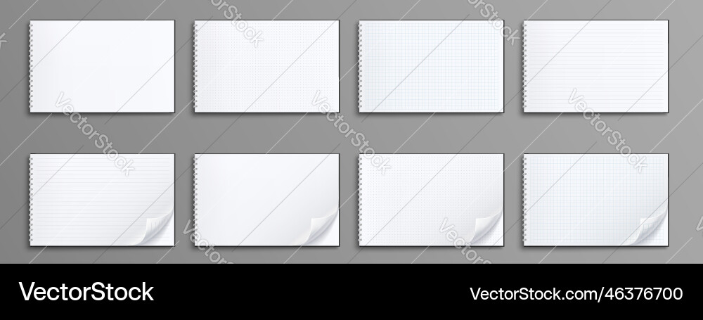 Realistic set of notebook mockups isolated vector image