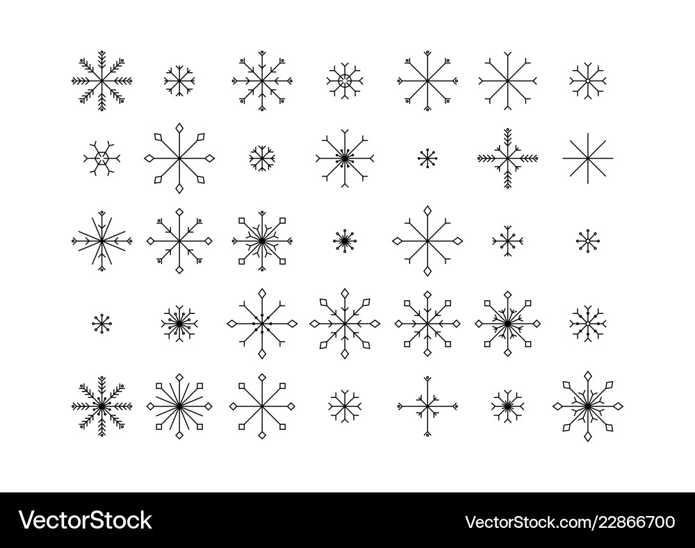 Snowflake icons set isolated on white background Vector Image