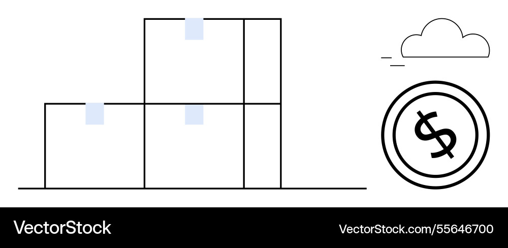 Stacked boxes representing storage with cloud Vector Image