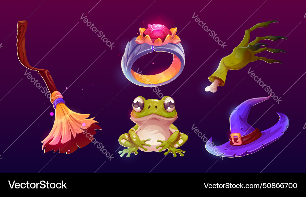 Witch Game UI Elements vector image