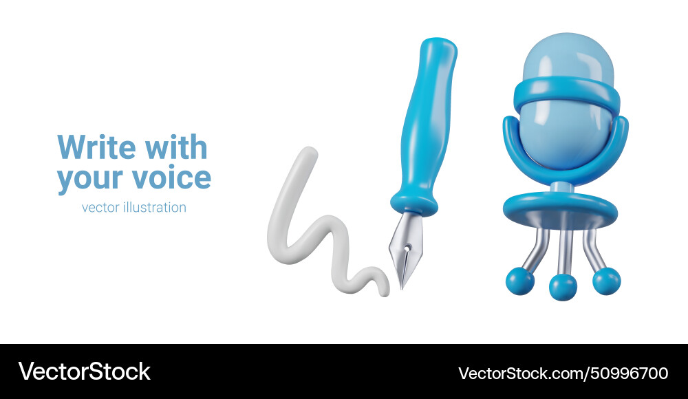 Write with your voice concept of control Vector Image