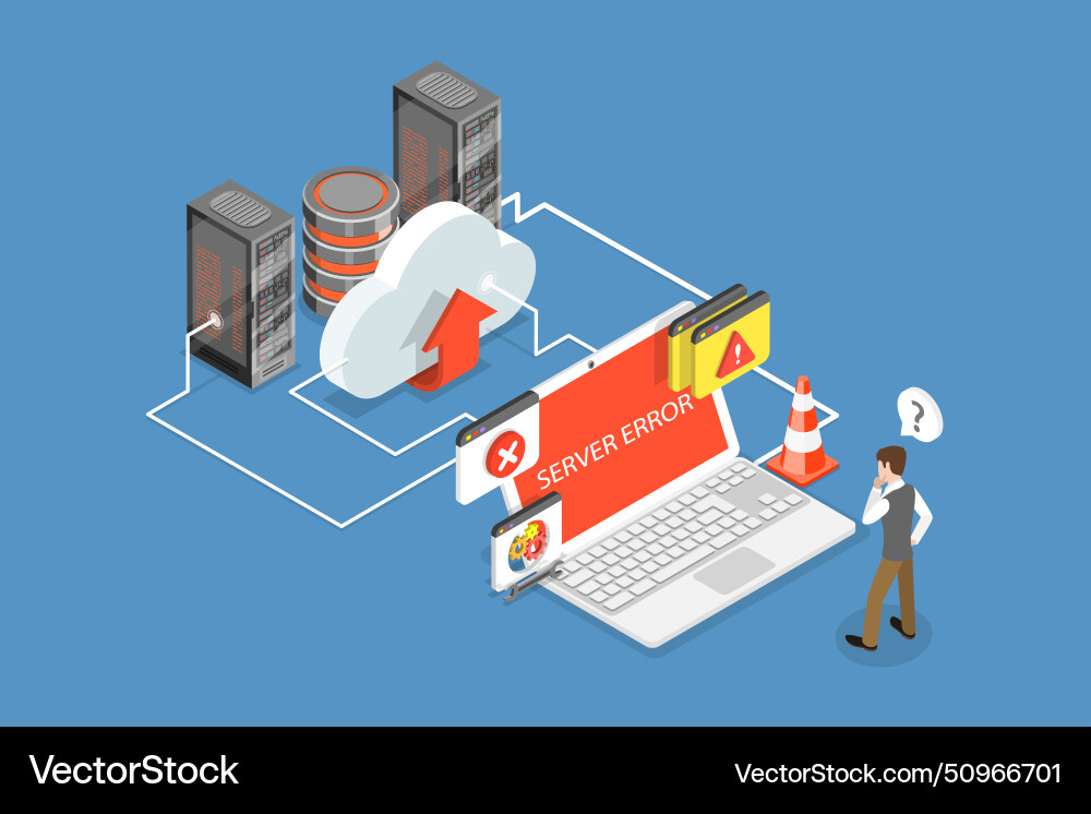 3d isometric flat of server Royalty Free Vector Image
