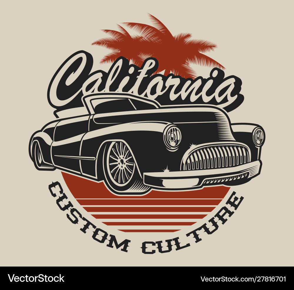 Classic Car T-Shirt - Retro Style Vector Image
