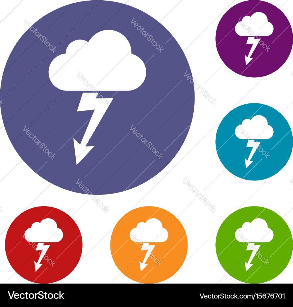 Cloud with lightning icons set Vector Image