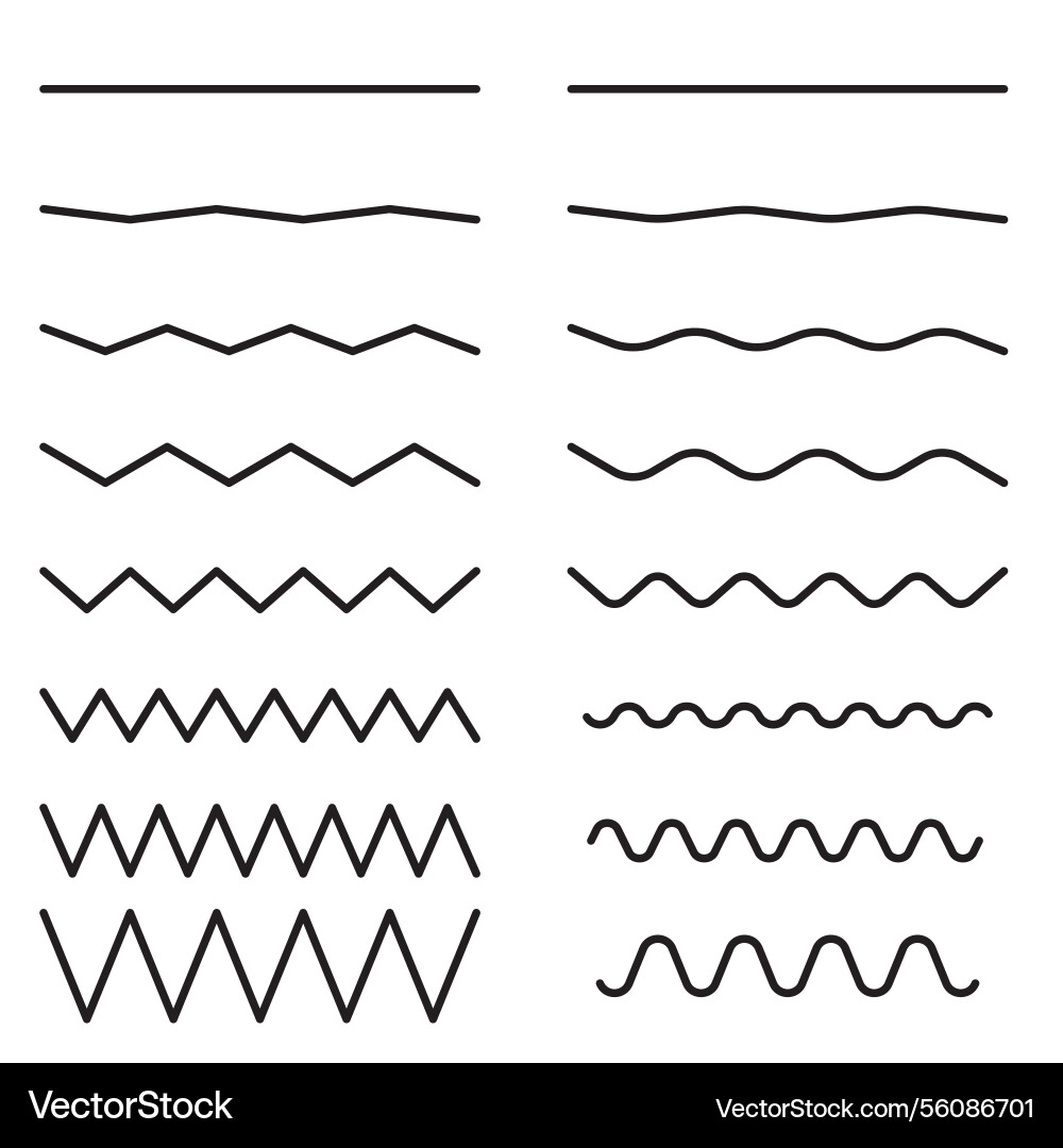 Multiple wavy lines zigzag linear set minimal Multiple wavy lines zigzag linear set minimal vector image