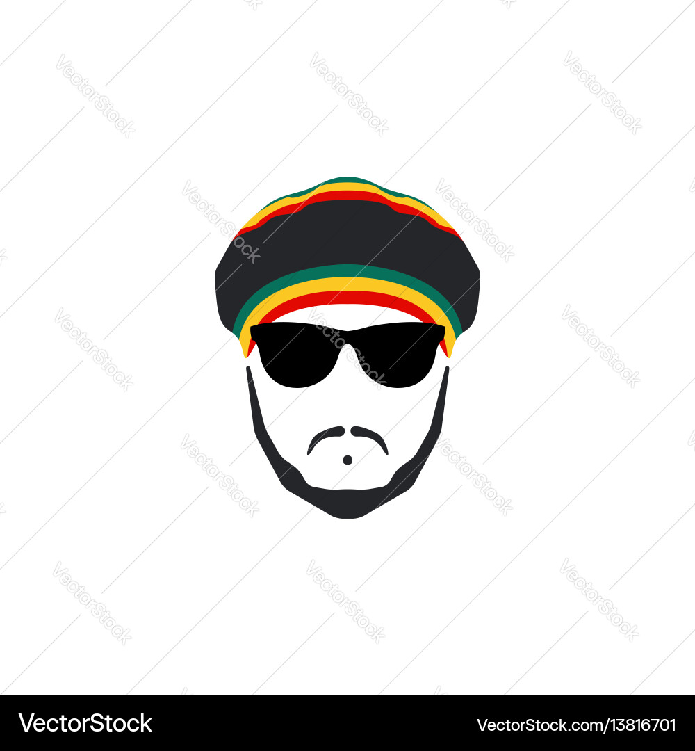 Rasta Kappe mit Schnurrbart und Bart auf weißem Rücken Rasta Kappe mit Schnurrbart und Bart auf weißem Rücken vektorbild