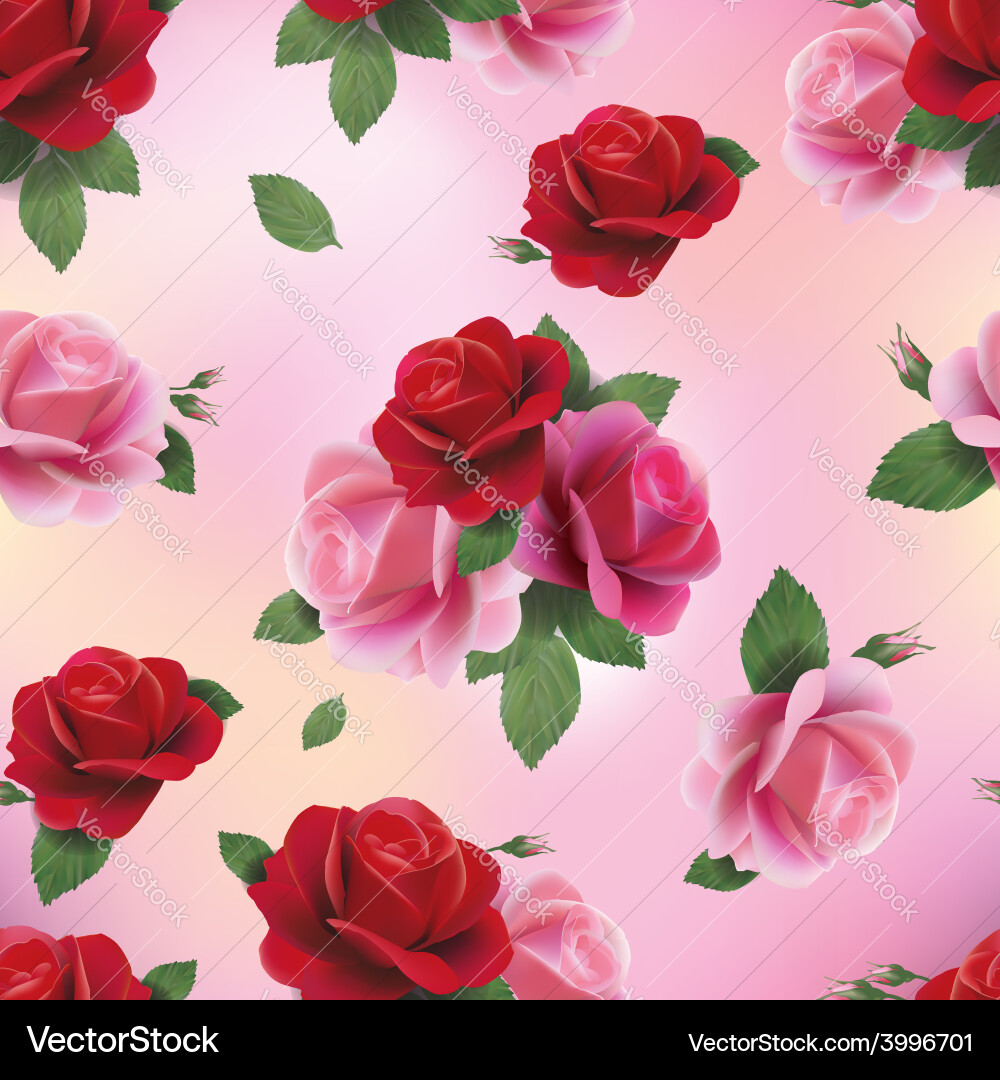 Red Rose Seamless Floral Pattern vector image