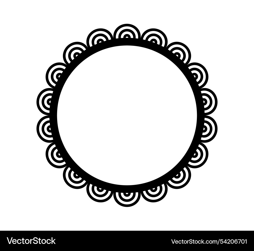Scalloped edge circle frame simple round Scalloped edge circle frame simple round Vector Image