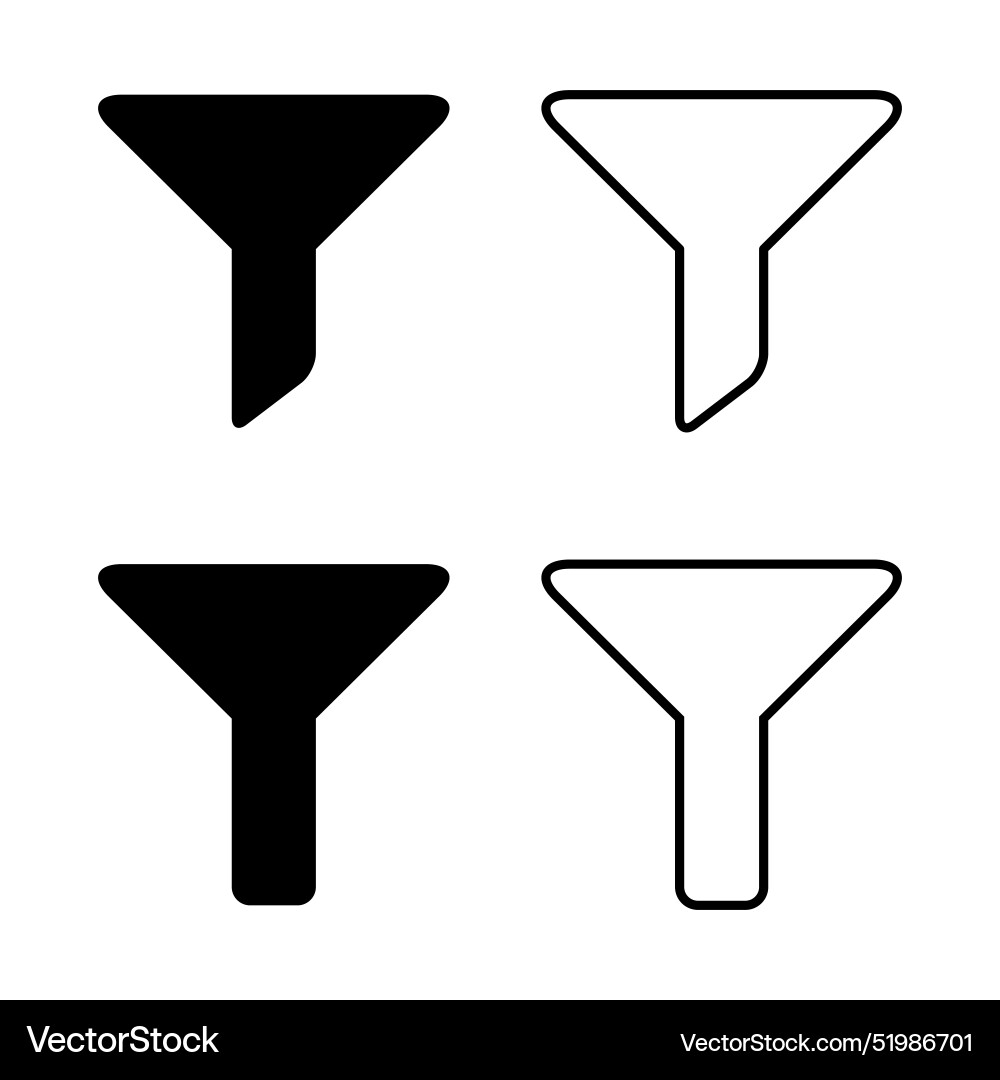 Set of filter button web shape icon filtering Set of filter button web shape icon filtering vector image
