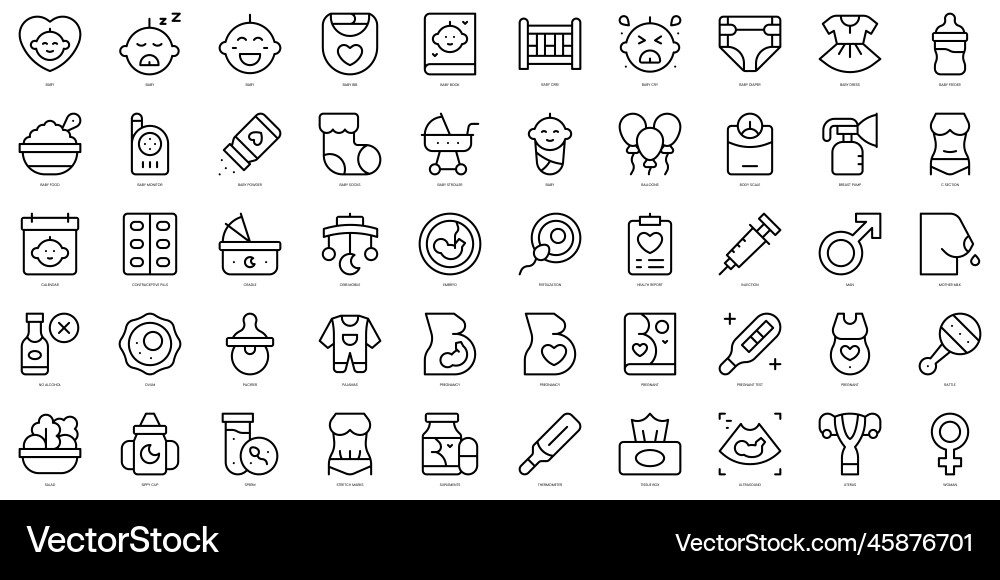 Set of thin line pregnancy icons vector image