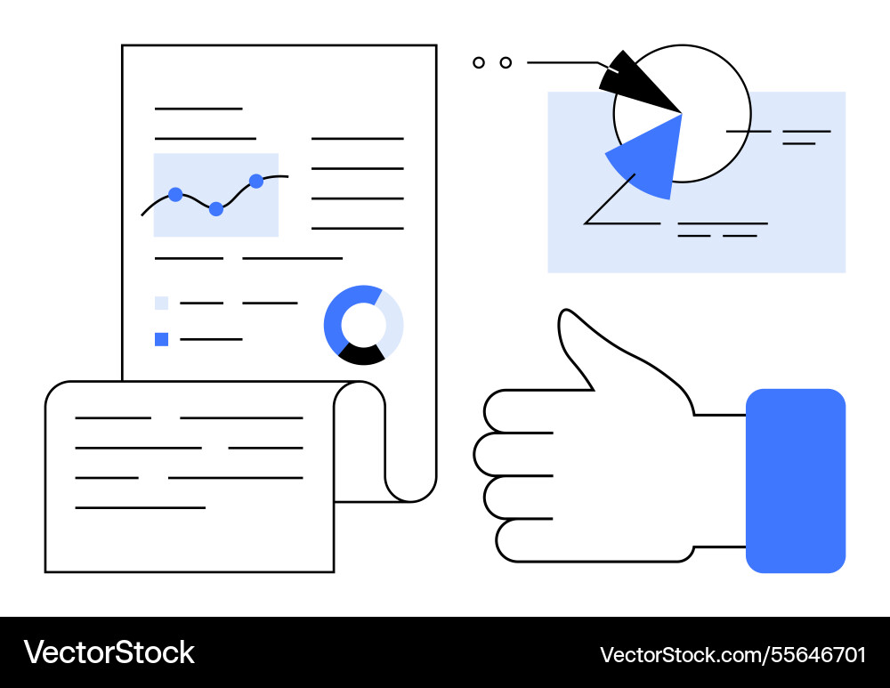 Simplified data reports with graphs charts Vector Image