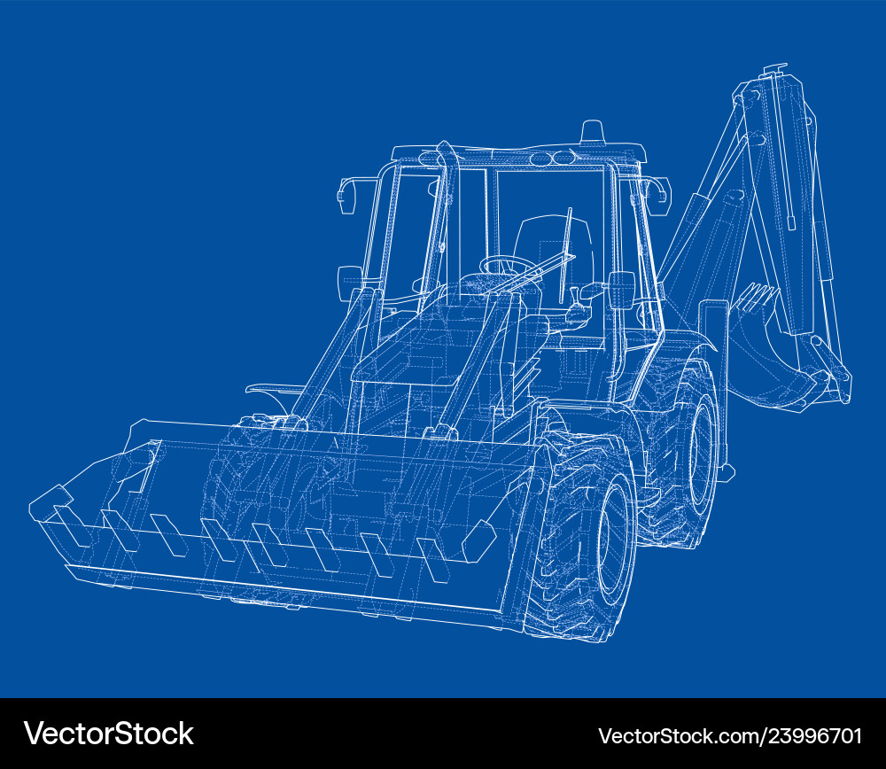 Sketch of loading shovel with back actor Vector Image