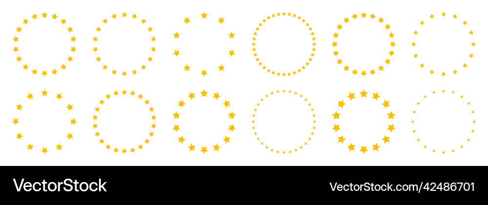 Stars of various sizes arranged in a circle round Stars of various sizes arranged in a circle round Vector Image