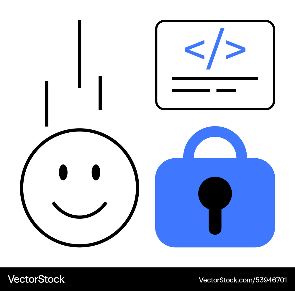 Technological security happy and coding symbol Technological security happy and coding symbol vector image