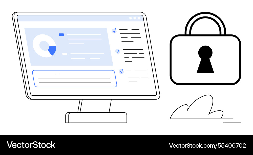 Computer monitor displaying data analytics Computer monitor displaying data analytics vector image