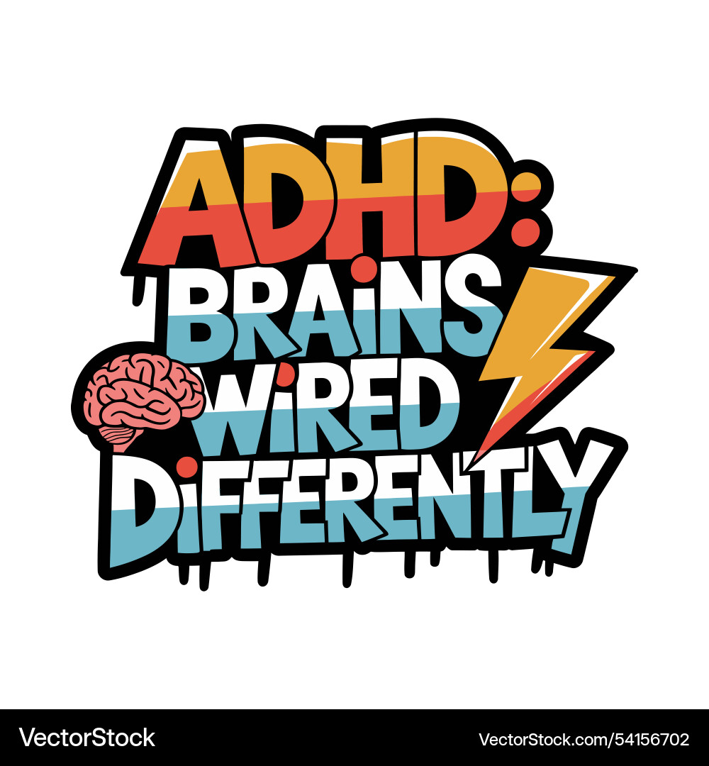 Different not defective typography with brain vector image