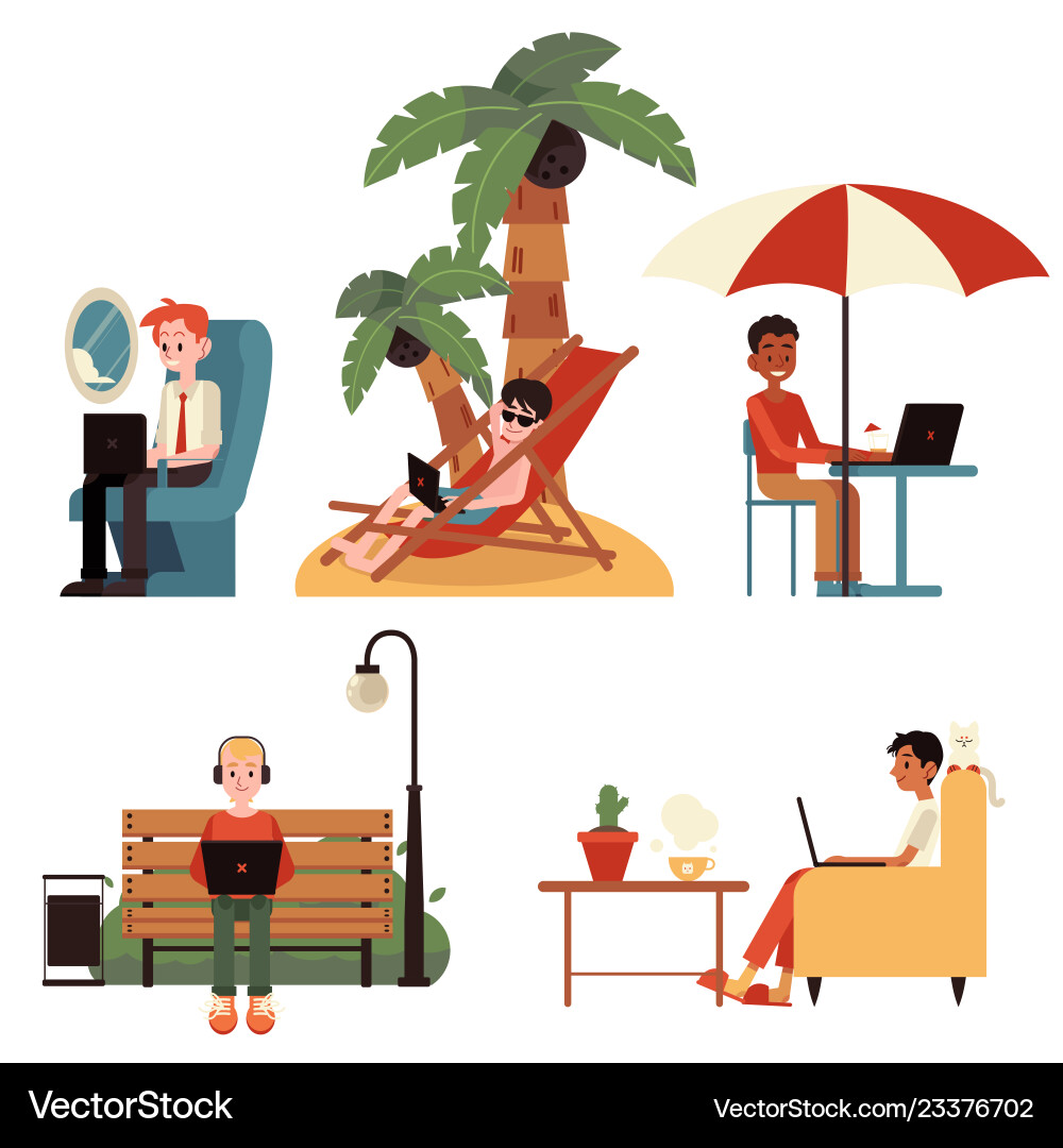 Distant Work Concept Set Royalty Free Vector Image