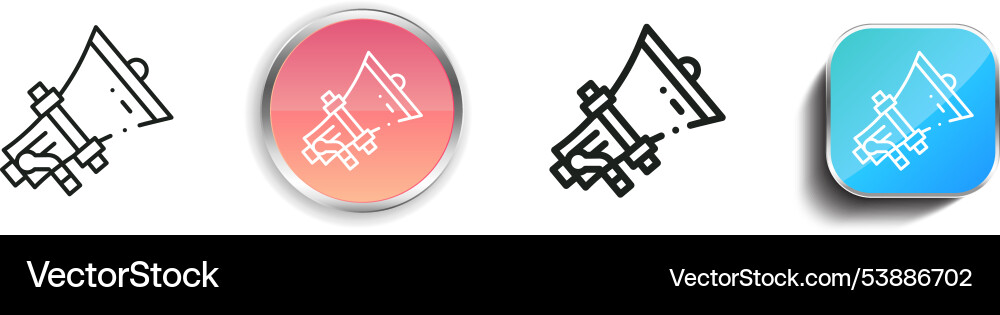 Fire icon thin linear regular and button style vector image
